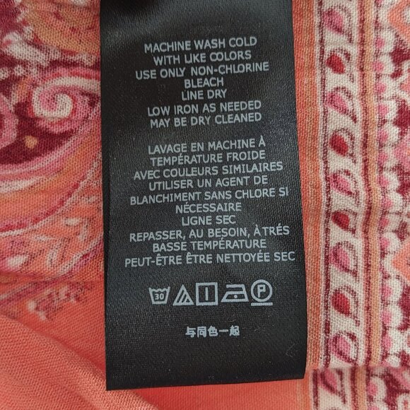 FREE PEOPLE Luna Scarf Print V-neck Tunic Boho Top Mini Dress Flowy Red Size S - Picture 9 of 13